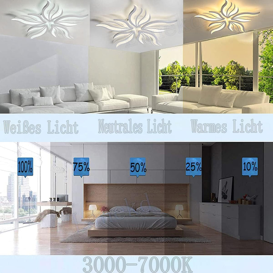 LED luster s diaľkovým ovládaním SAKURA 60W, 5 okvetných lístkov, studené/teplé/neutrálne svetlo, stmievateľné, biela