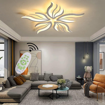 LED luster s diaľkovým ovládaním SAKURA 60W, 5 okvetných lístkov, studené/teplé/neutrálne svetlo, stmievateľné, biela