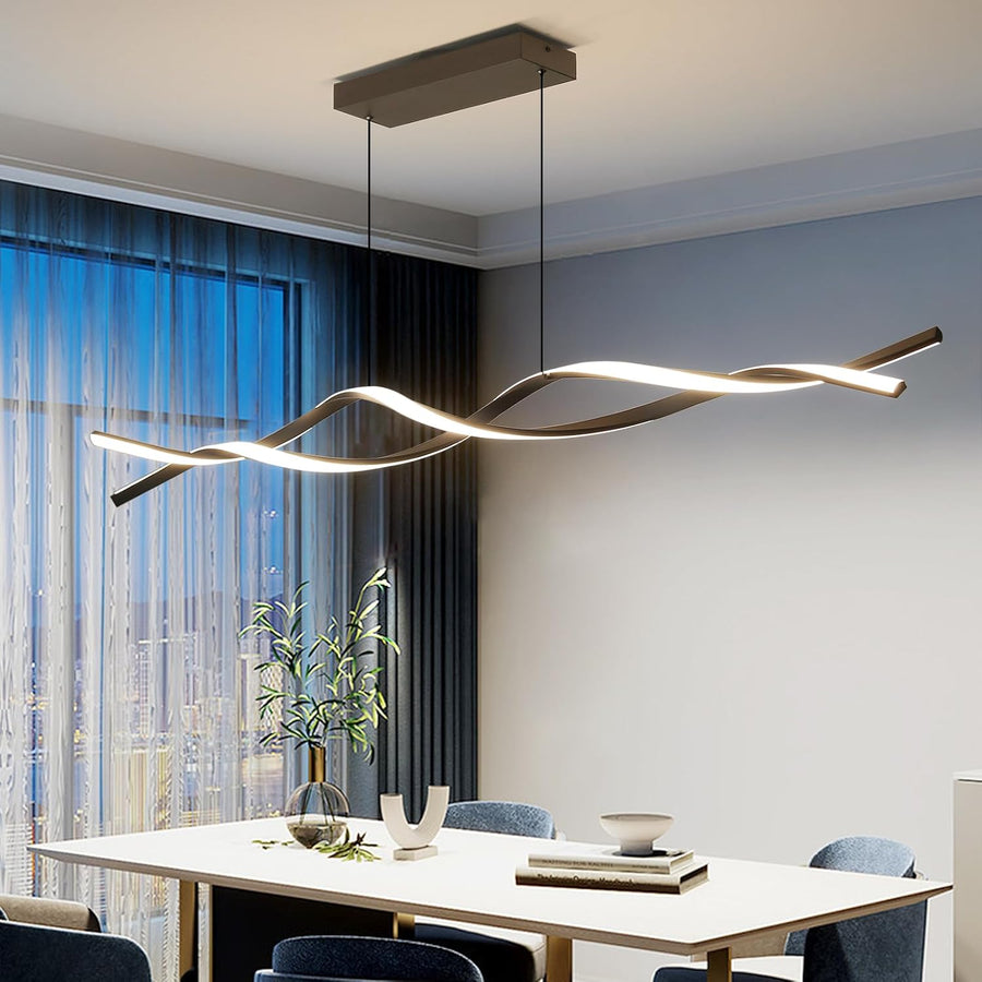 Závesný LED luster s diaľkovým ovládaním, FLUX, 27W, 115cm, studené/teplé/neutrálne svetlo 3000K/4000K/6000K, stmievateľné, čierny, nastaviteľná výška, kov a silikón