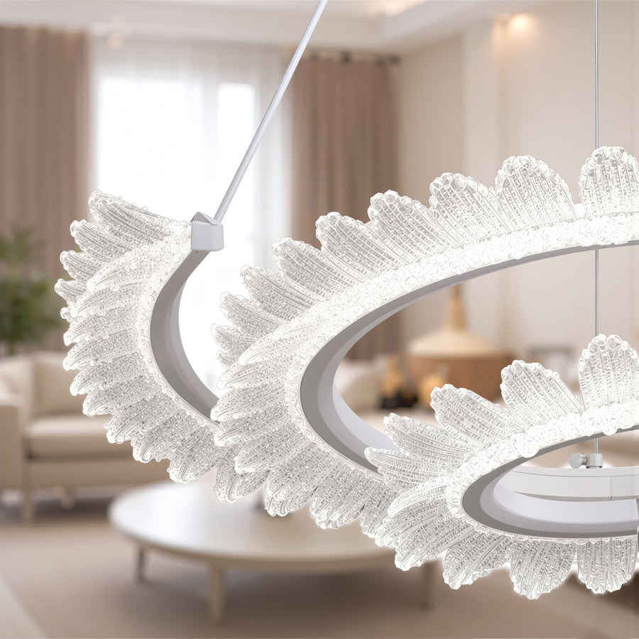 LED luster LT188WH, krištáľ a kov, 40W, stmievateľný, nastaviteľná výška, studené/teplé/neutrálne svetlo, luxusné osvetlenie