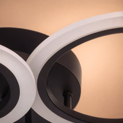 LED luster s diaľkovým ovládaním BETTY 44W, 4 kruhy, studené/teplé/neutrálne svetlo, stmievateľné, čierny