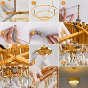 Krištáľový luster VERSAILLES Petito 3xE14, priemer 30cm, zlatý, nastaviteľná výška, kov a krištáľ