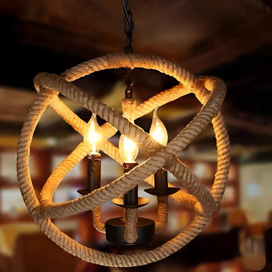 Vintage luster LV585/4BK, 4xE14, Rustikálna stodola, Struna a kov, 30 cm, Čierny