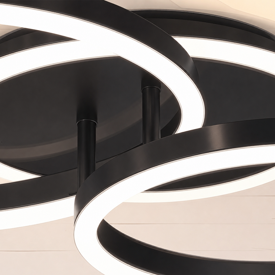 LED luster s diaľkovým ovládaním RINOVA 66W, 2 kruhy, studené/teplé/neutrálne svetlo, stmievateľné, čierny