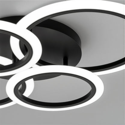 LED luster s diaľkovým ovládaním BETTY 44W, 4 kruhy, studené/teplé/neutrálne svetlo, stmievateľné, čierny