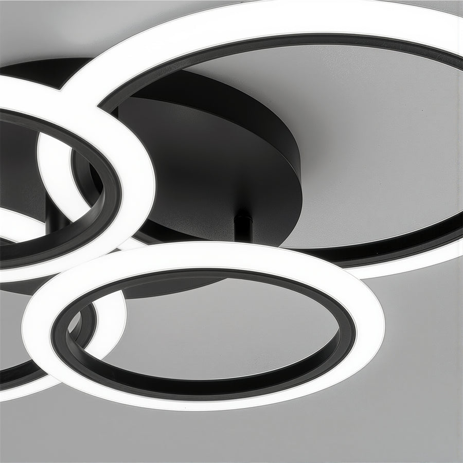 LED luster s diaľkovým ovládaním BETTY 44W, 4 kruhy, studené/teplé/neutrálne svetlo, stmievateľné, čierny