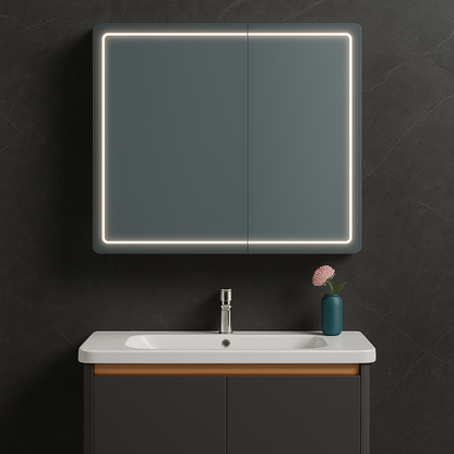 Ingrid skrinka s LED zrkadlom DBP123 80x70 biela