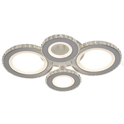 LED luster s diaľkovým ovládaním a krištáľom NOVA ROTONDA RGB 86W, 4 kruhy, studené/teplé/neutrálne svetlo, stmievateľné, biela