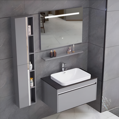 Súprava nábytku Annelise s LED zrkadlom, šatníková skriňa PV0017T/60 šedá