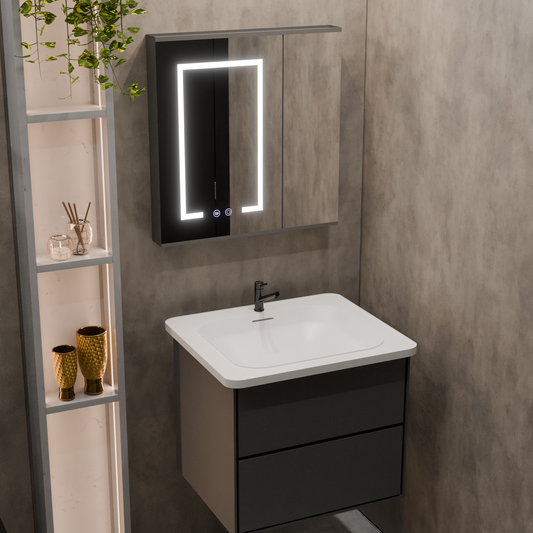 Súprava kúpeľňového nábytku SANTORINI, 60x50cm, 2 kusy, sivá a biela