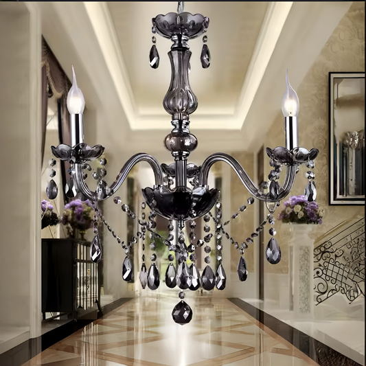 Crystal Cristal Luster 3xE14, priemer 48 cm, čierna, nastaviteľná výška