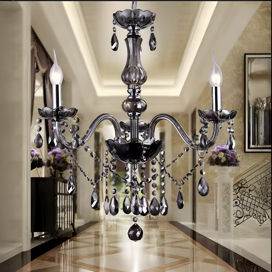 Crystal Cristal Luster 3xE14, priemer 48 cm, čierna, nastaviteľná výška