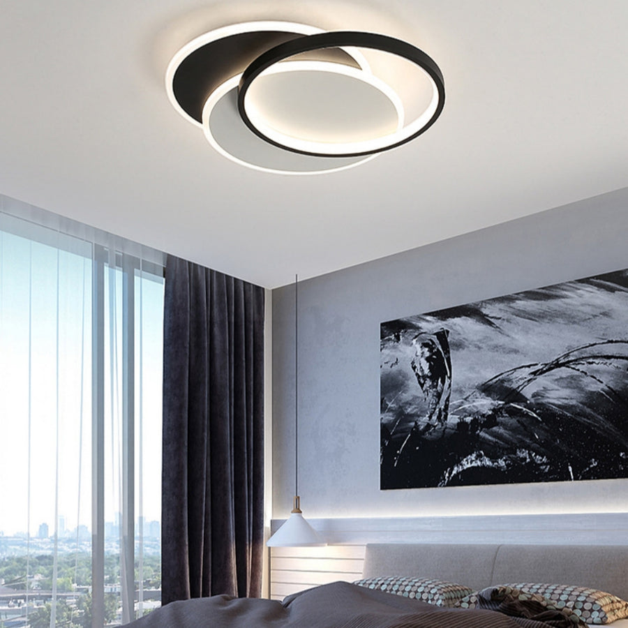 LED luster s geometriou diaľkového ovládania Chiara, 120 W, 3 kruhov, studené/horúce/neutrálne svetlo, nestabilné, čierne