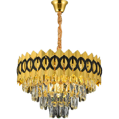 Candelabru Cristal PIERREFONDS Eleganza 8x E14, Diametru 48.5cm, Auriu Lucios, Inaltime Reglabila Candelabre Cristal Default Title Alessandro Design