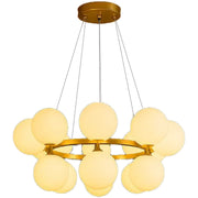 Komorový luster LOFT, 15x G9, biele zlato, kov, nastaviteľná výška, moderný