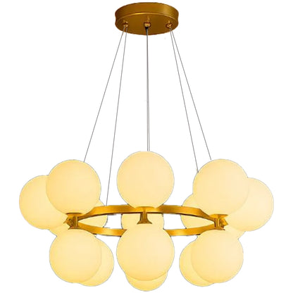 Komorový luster LOFT, 15x G9, biele zlato, kov, nastaviteľná výška, moderný