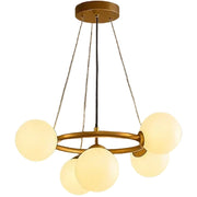Komorový luster LOFT, 5x G9, biele zlato, kov, nastaviteľná výška, moderný