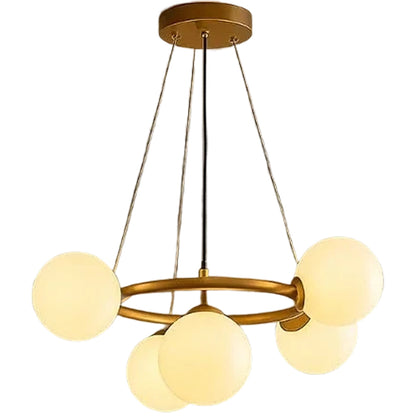Komorový luster LOFT, 5x G9, biele zlato, kov, nastaviteľná výška, moderný