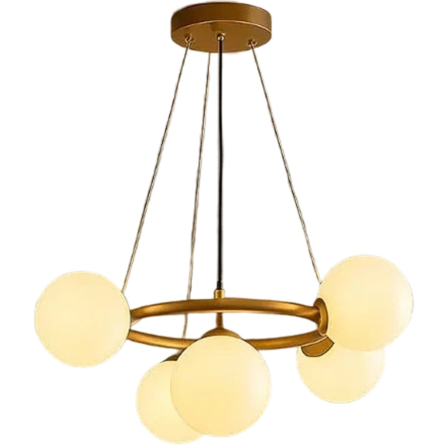Komorový luster LOFT, 5x G9, biele zlato, kov, nastaviteľná výška, moderný