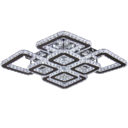 LED luster s diaľkovým ovládaním a kryštálom QUADRIA SUPREMO RGB 168W, 8 štvorcových, studené/teplé/neutrálne svetlo, stmievateľné, lesklý chróm