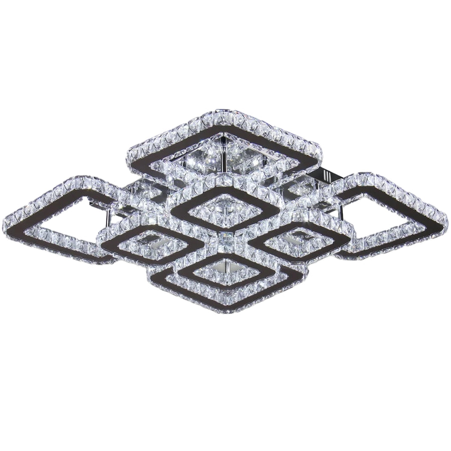 LED luster s diaľkovým ovládaním a kryštálom QUADRIA SUPREMO RGB 168W, 8 štvorcových, studené/teplé/neutrálne svetlo, stmievateľné, lesklý chróm