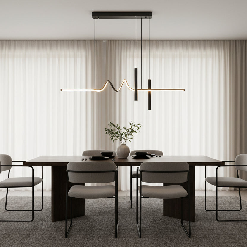 Závesný LED luster s diaľkovým ovládaním DANNA 35W, studené/teplé/neutrálne svetlo, stmievateľné, čierne, výškovo nastaviteľné