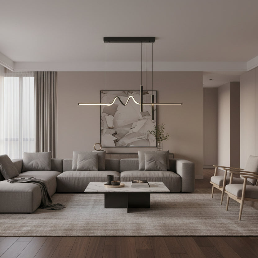 Závesný LED luster s diaľkovým ovládaním DANNA 35W, studené/teplé/neutrálne svetlo, stmievateľné, čierne, výškovo nastaviteľné