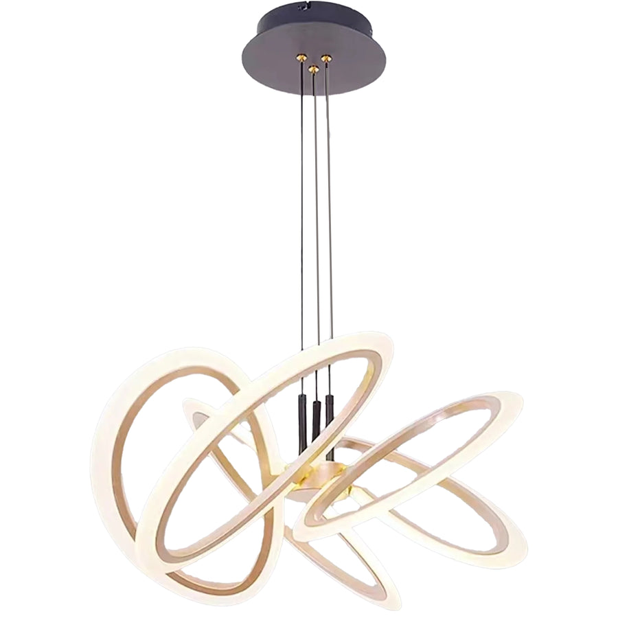Závesný LED luster s diaľkovým ovládaním RIMINI 86W, 5 prvkov, studené/teplé/neutrálne svetlo, stmievateľné, zlaté