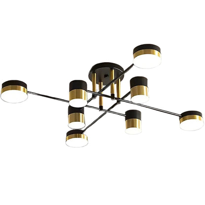 LED luster s diaľkovým ovládaním MARIO, 32W, 8 prvkov, studené/teplé/neutrálne svetlo, stmievateľné, čierna/zlatá