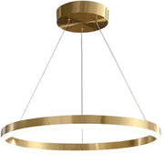 Závesný LED luster, ANINA, 34W, 1 kruh, Priemer 50cm, Studené/Teplé/Neutrálne svetlo 3000K/4000K/6000K, Stmievateľné, Lesklá zlatá biela, Nastaviteľná výška, Kov a Akryl