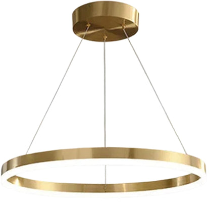 Závesný LED luster, ANINA, 34W, 1 kruh, Priemer 50cm, Studené/Teplé/Neutrálne svetlo 3000K/4000K/6000K, Stmievateľné, Lesklá zlatá biela, Nastaviteľná výška, Kov a Akryl