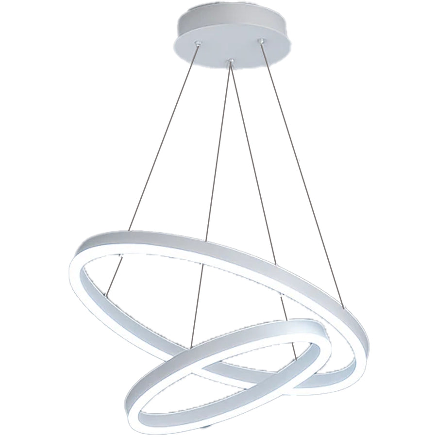 Závesný LED luster s diaľkovým ovládaním CASIANA 41W, 2 kruhy, studené/teplé/neutrálne svetlo, stmievateľné, biele, výškovo nastaviteľné