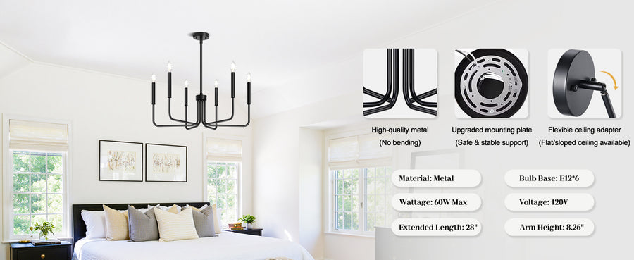 AVANT kovový luster, typ prívesku s ramenami, okrúhly, 6xE14, čierny