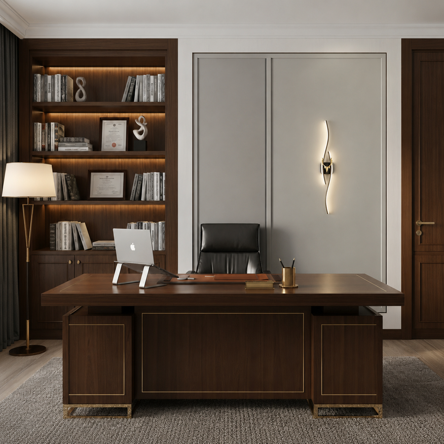 Aplica LED Decorativa FYAN, 19W, 59x14cm, Lumina Calda / Neutra/ Rece, Auriu, Metal si Acril