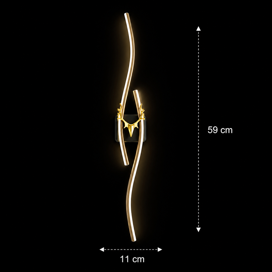 Aplica LED Decorativa FYAN, 19W, 59x14cm, Lumina Calda / Neutra/ Rece, Auriu, Metal si Acril