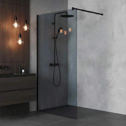 Paravan duș Walk-In 90x195 cm, sticlă securizată 8 mm, gri, profil metalic rezistent