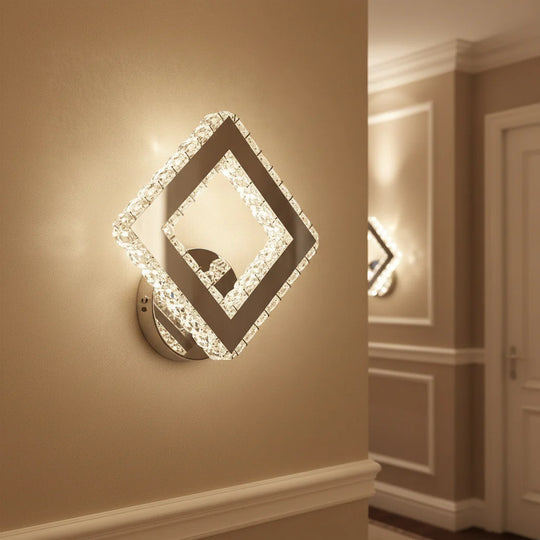 LED nástenné svietidlo AP2881 s kryštálmi, štvorcové, 23,4 W, studené/teplé/neutrálne svetlo, lesklý chróm Vnútorné nástenné svietidlá Predvolený názov Alessandro Design