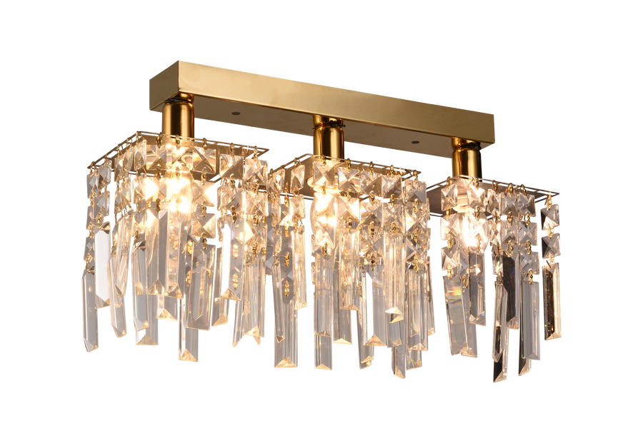 Krištáľový luster CC180/3GD, 3xE14, 35*6*9, IP20, zlato, krištáľ, železo, žiarovky nie sú súčasťou balenia