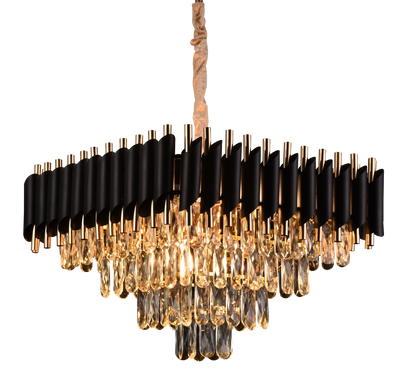 Krištáľový luster VERSAILLES Nobile 5xE14, priemer 48 cm, výška 35 cm nastaviteľná, IP20, zlatý, čierny, kov, krištáľ, žiarovky nie sú súčasťou balenia