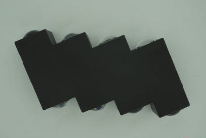 Vonkajšie a vnútorné nástenné LED svietidlo, 4 zdroje x 1W, IP65, ABS, čierne, 3000K