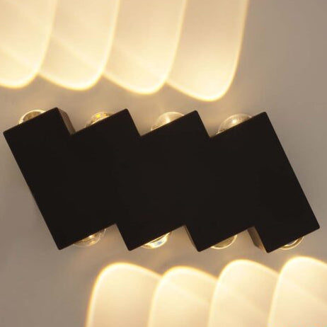 Vonkajšie a vnútorné nástenné LED svietidlo, 4 zdroje x 1W, IP65, ABS, čierne, 3000K