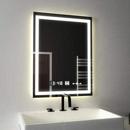 Obdĺžnikové LED zrkadlo 45x60cm Verite Motionglow MARCLELL SMONABLE CLOCKY SYSTÉM A SMOLNÝ TERMOMERMER