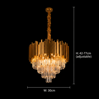 Luster BLOIS Petito, priemer 30 cm, 3x E14 lesklé zlato, nastaviteľná výška