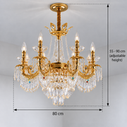 Krištáľový luster Regalis 11x E14, priemer 85 cm, lesklé zlato, nastaviteľná výška, kov a krištáľ