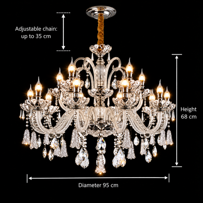 Krištáľový luster Regalis 11x E14, priemer 85 cm, lesklé zlato, nastaviteľná výška, kov a krištáľ