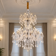 Krištáľový luster CC8043/600H1800GD, Priemer 60cm, Výška 180cm, Lesklý zlatý, Nastaviteľná výška, Elegantný dizajn