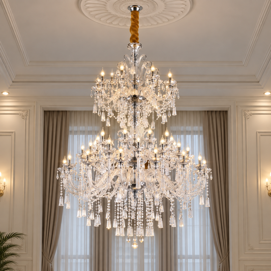Krištáľový luster CC8043/600H1800GD, Priemer 60cm, Výška 180cm, Lesklý zlatý, Nastaviteľná výška, Elegantný dizajn