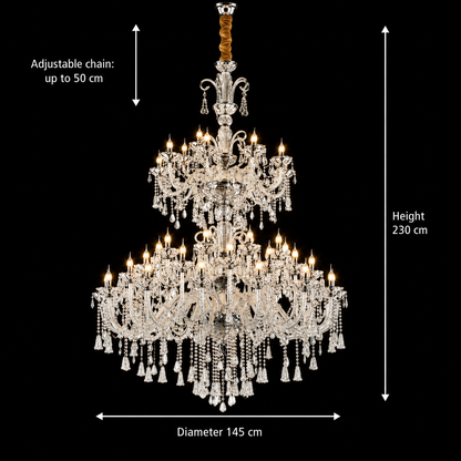 Krištáľový luster CC8043/600H1800GD, Priemer 60cm, Výška 180cm, Lesklý zlatý, Nastaviteľná výška, Elegantný dizajn
