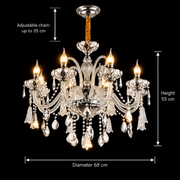 Krištáľový luster Regalis 11x E14, priemer 85 cm, lesklé zlato, nastaviteľná výška, kov a krištáľ