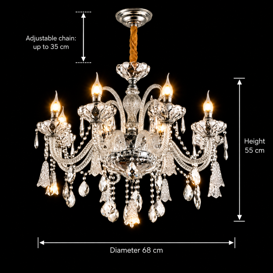 Krištáľový luster Regalis 11x E14, priemer 85 cm, lesklé zlato, nastaviteľná výška, kov a krištáľ